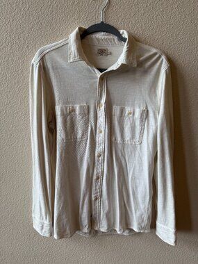 Faherty Brand Knit Seasons Shirt Men's Sm Cream Button Up Long Sleeve
